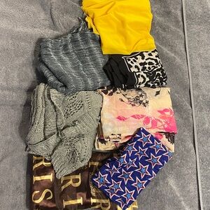 SET OF 7 chic scarves. SPANX, WHITE|BLACK and more: scarf, wrap, bag tie, decor